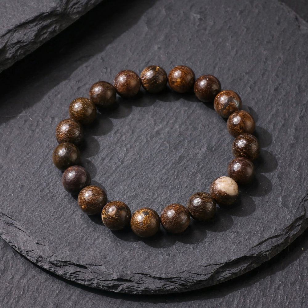 Authentic Bronzite Round Bead Bracelet