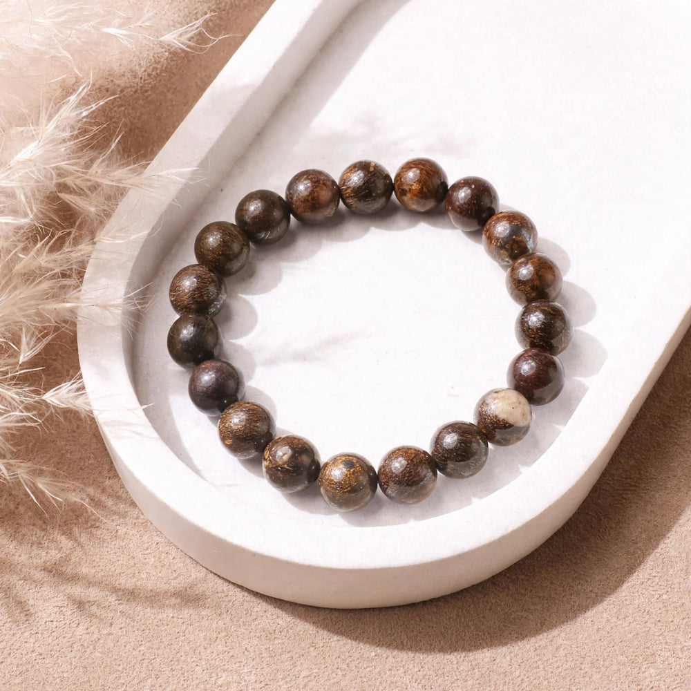 Authentic Bronzite Round Bead Bracelet