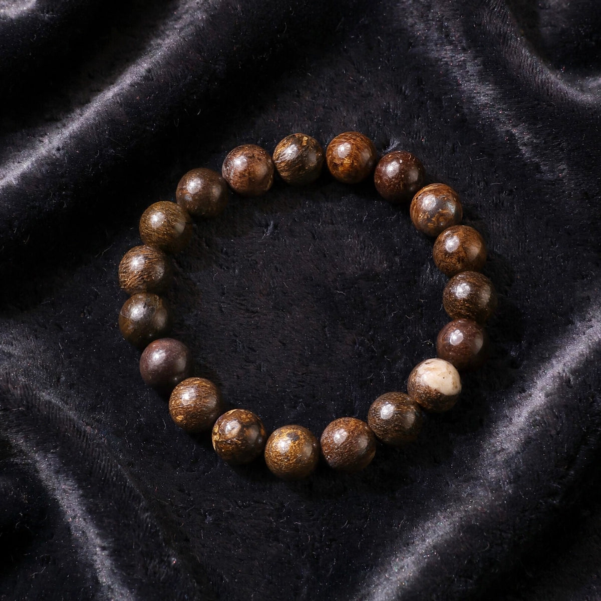 Authentic Bronzite Round Bead Bracelet