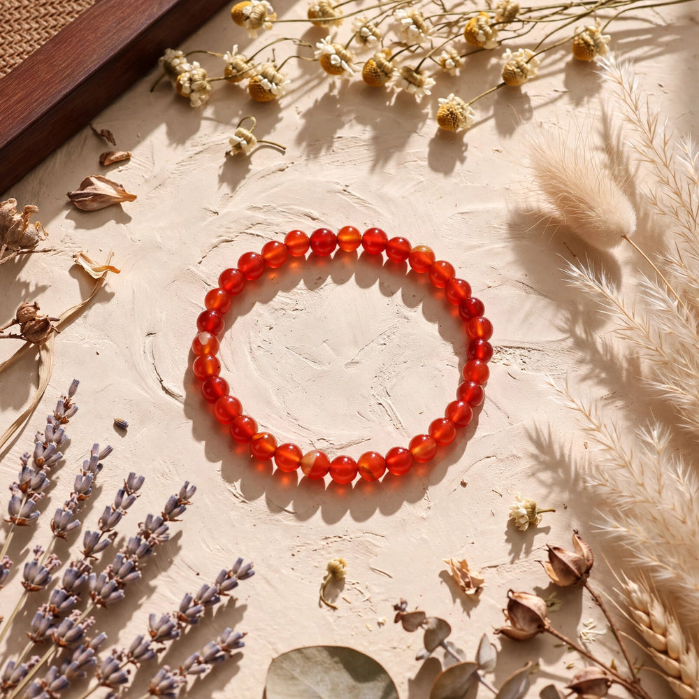 Premium Red Onyx Round Bead Bracelet