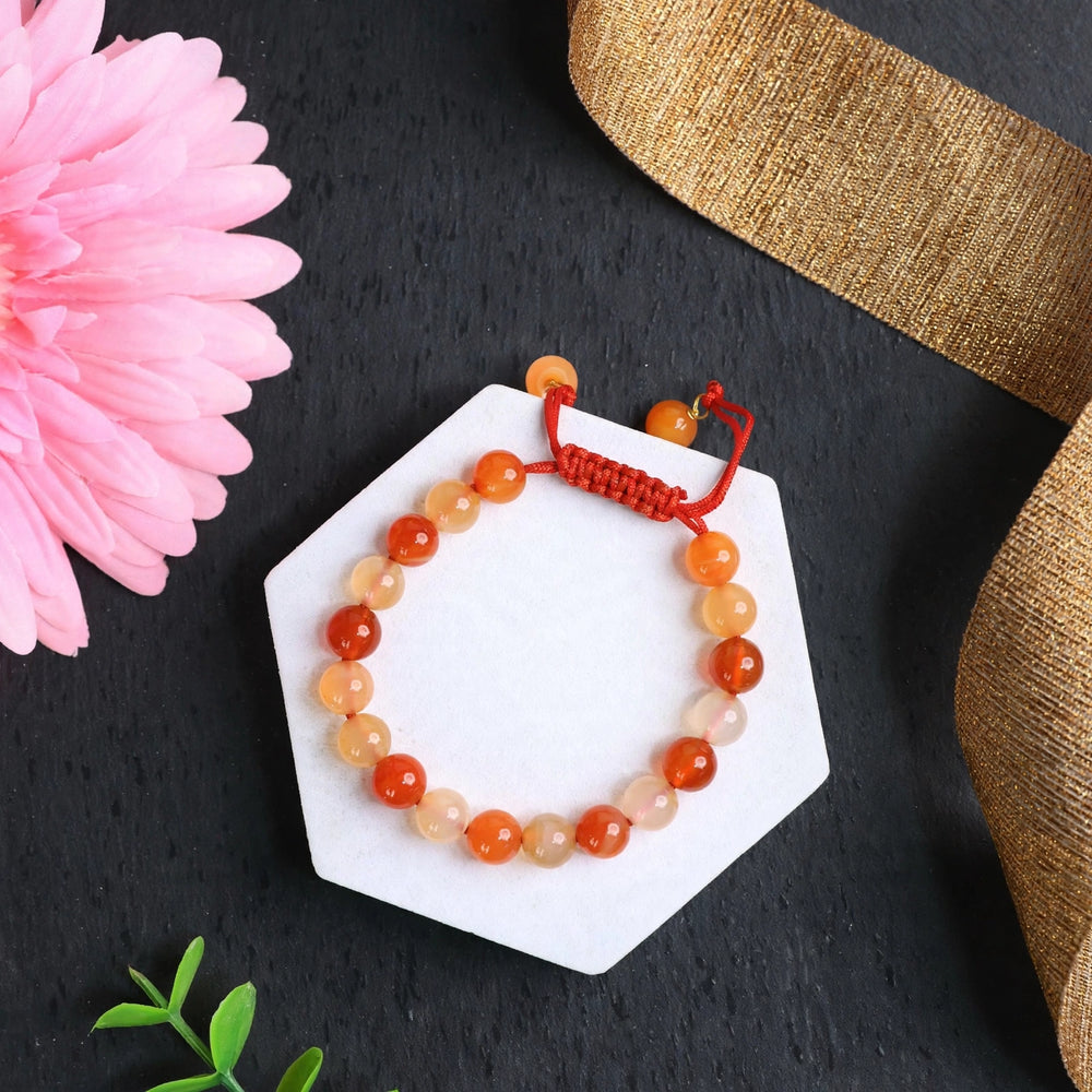Premium Orange Carnelian Adjustable Gemstone Bracelet