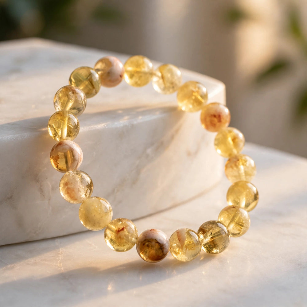 Natural Citrine Crystal Beaded Bracelet