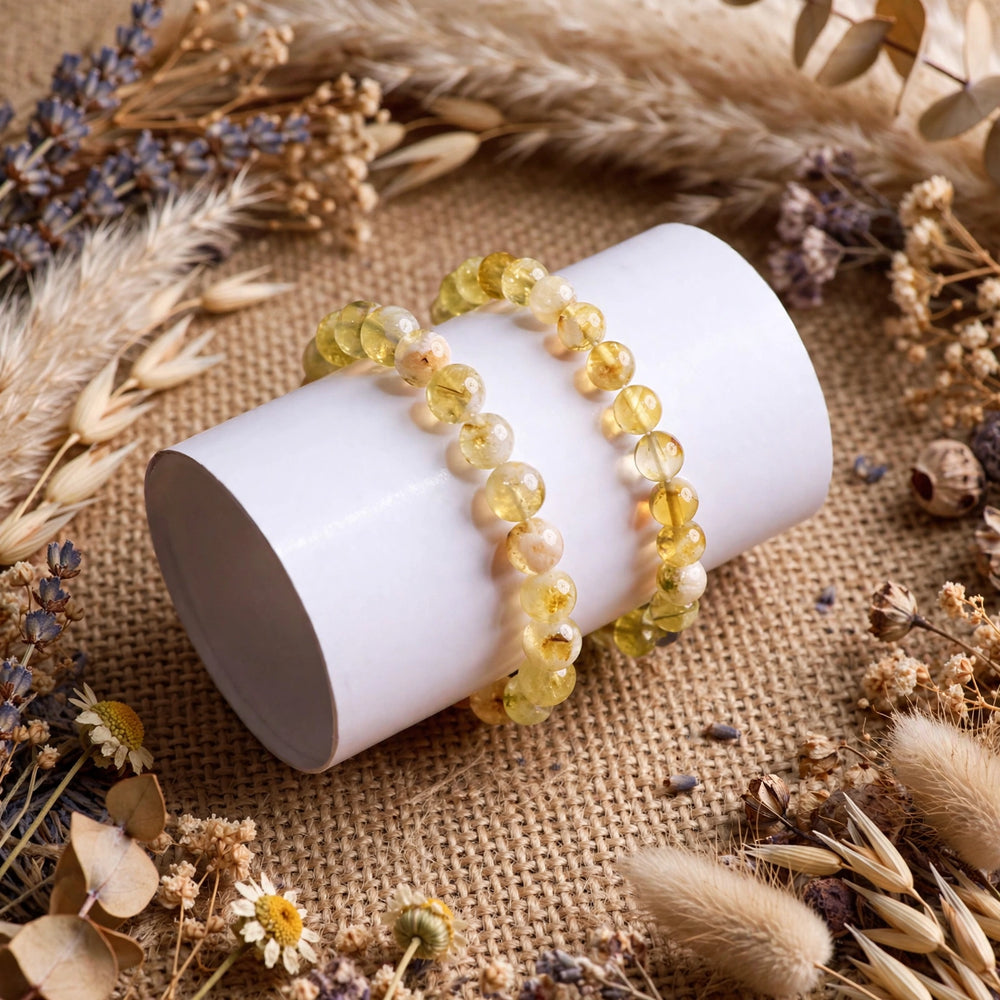 Natural Citrine Crystal Beaded Bracelet