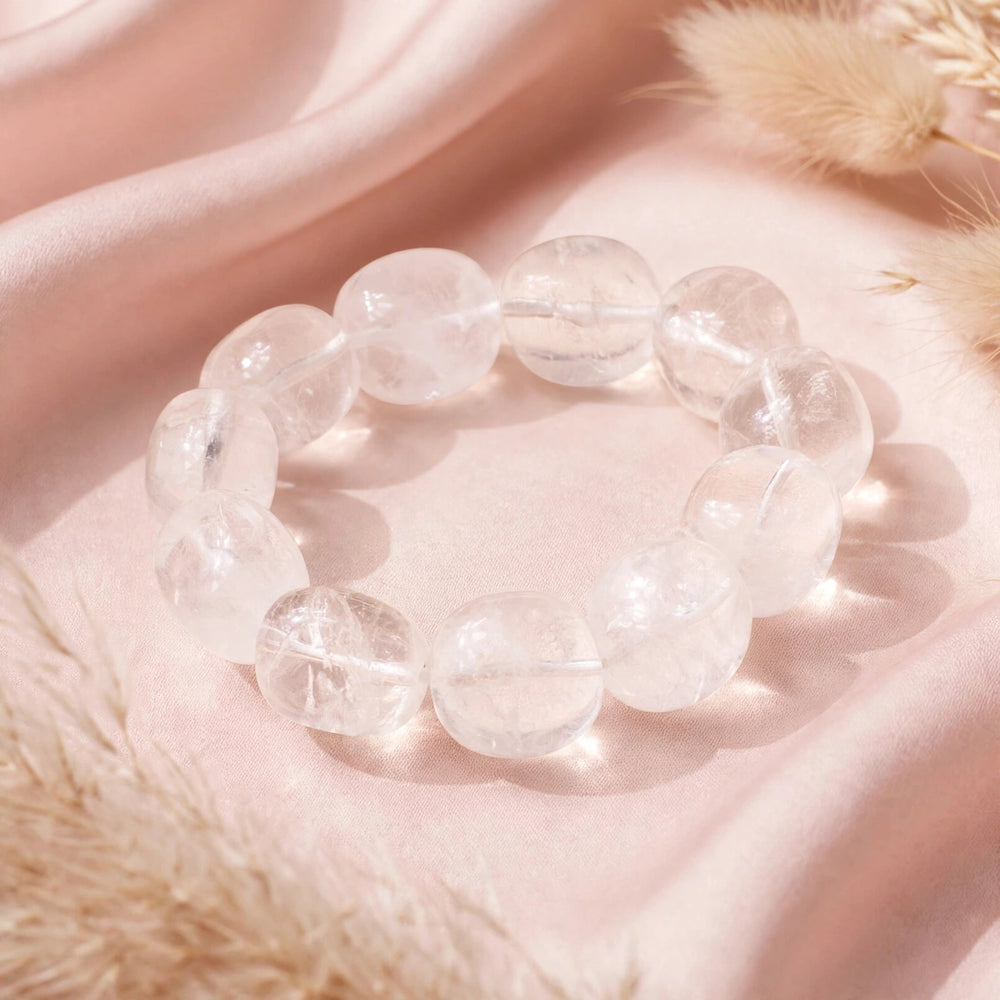 Authentic Clear Quartz Chunky Beads Bracelet