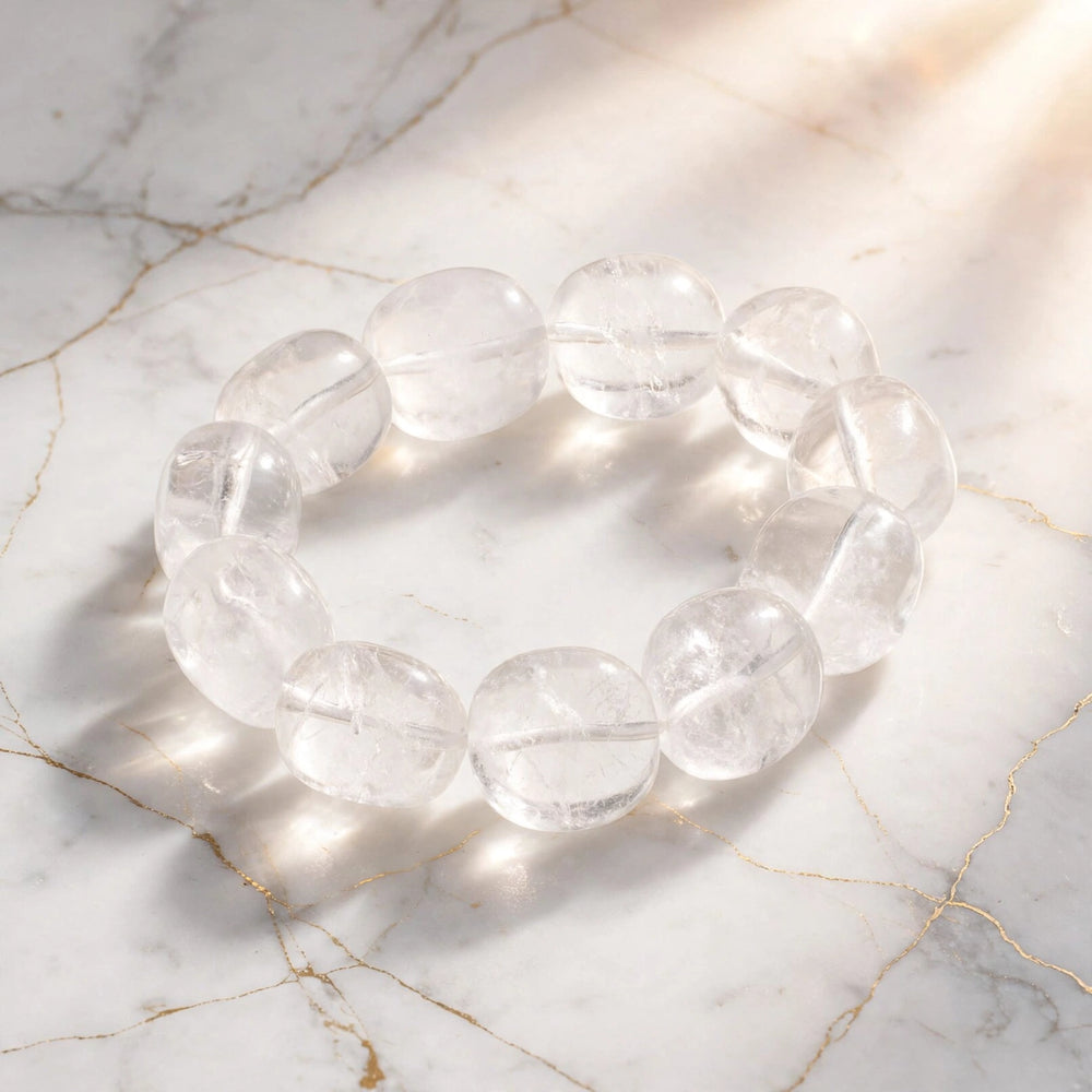 Authentic Clear Quartz Chunky Beads Bracelet