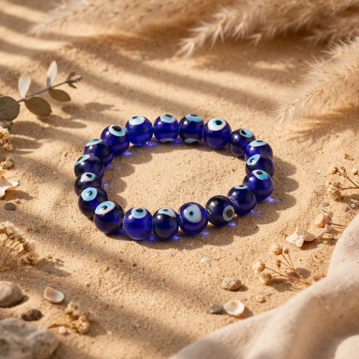 Kalavati Agate Natural Evil Eye Beaded Bracelet