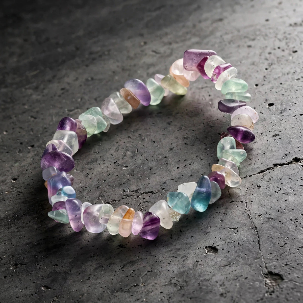 Natural Multi Fluorite Crystal Chip Bracelet
