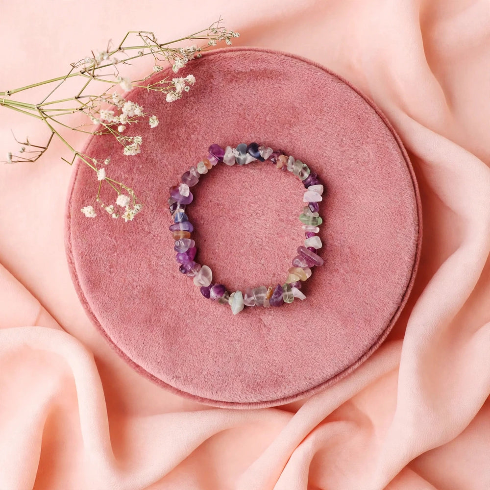 Natural Multi Fluorite Crystal Chip Bracelet