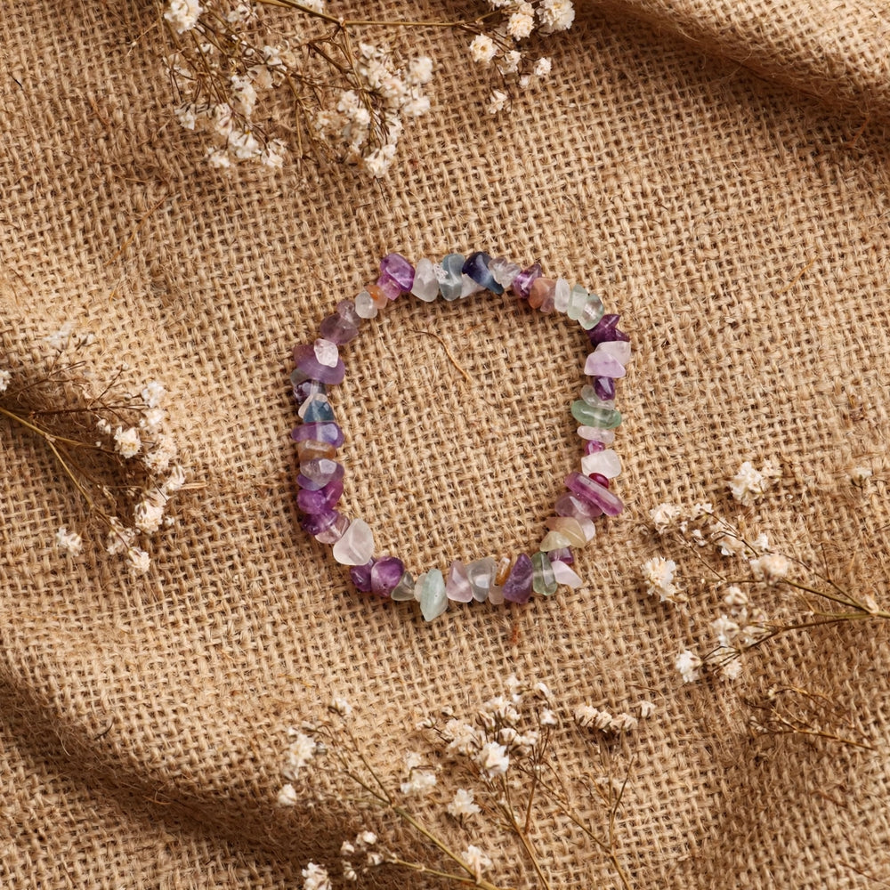 Natural Multi Fluorite Crystal Chip Bracelet