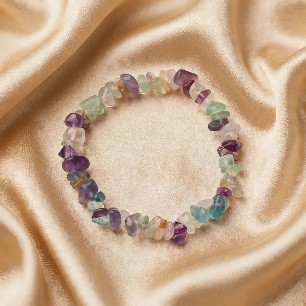 Natural Multi Fluorite Crystal Chip Bracelet