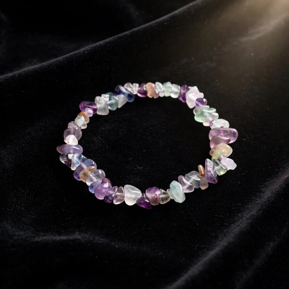 Natural Multi Fluorite Crystal Chip Bracelet
