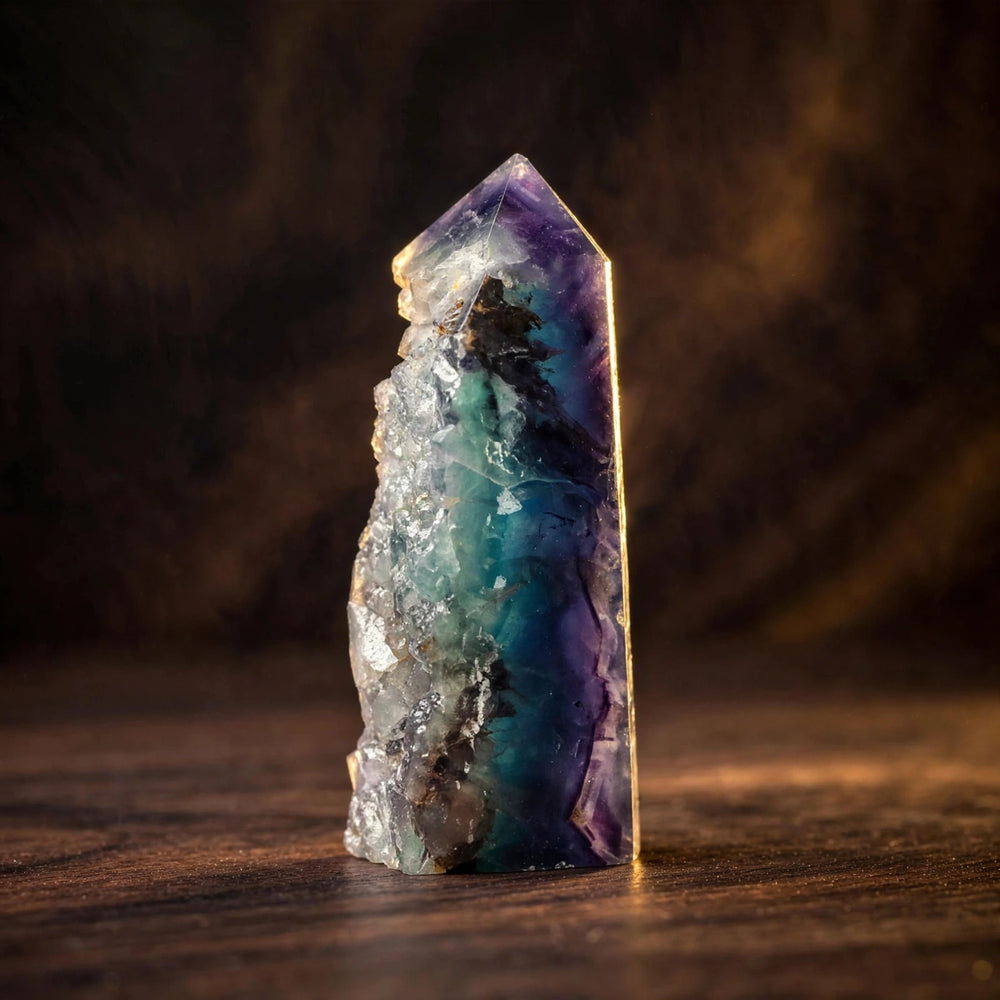Kalavati Agate Premium Rainbow Fluorite Crystal Tower