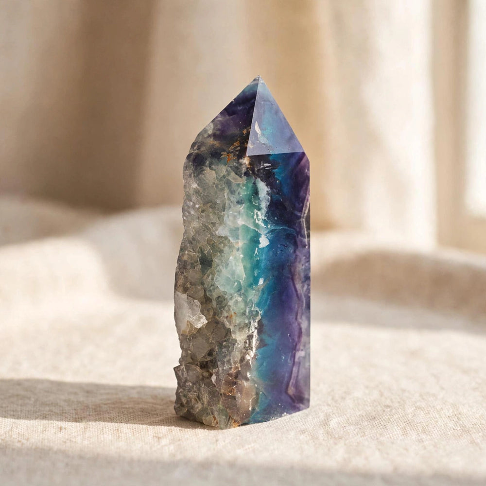 Kalavati Agate Premium Rainbow Fluorite Crystal Tower