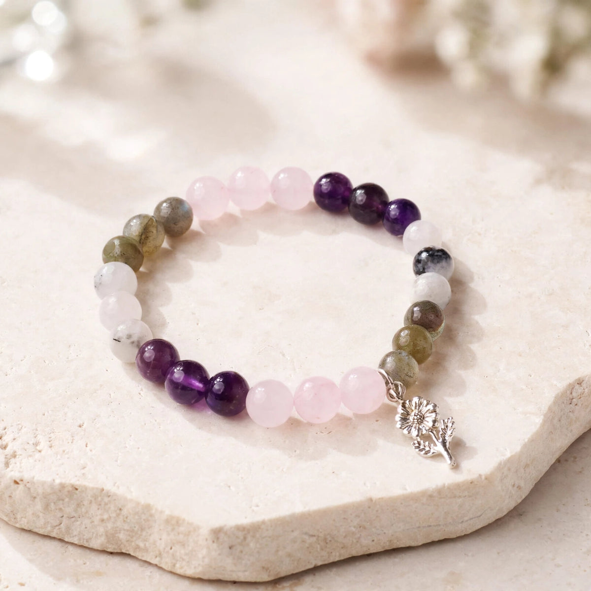 Kalavati Agate Divine Labradorite Moonstone Amethyst Bracelet