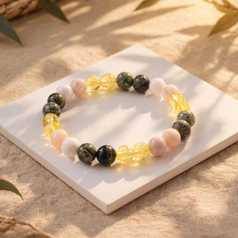 Kalavati Agate Authentic Citrine Pink Opal Beaded Bracelet