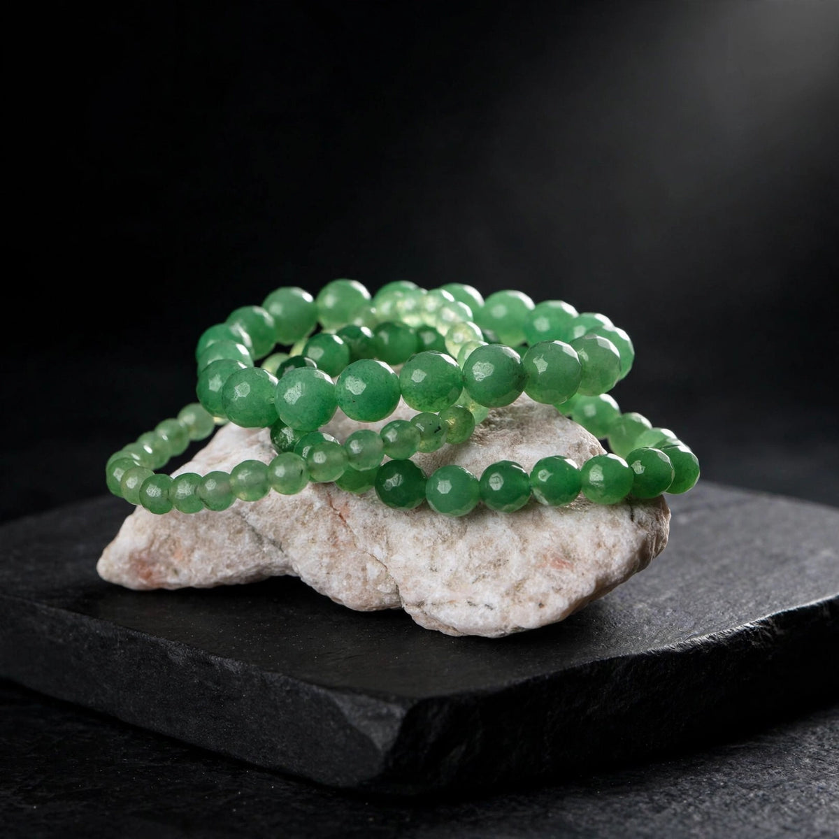 Kalavati Agate Authentic Green Aventurine Faceted Beaded Bracelet