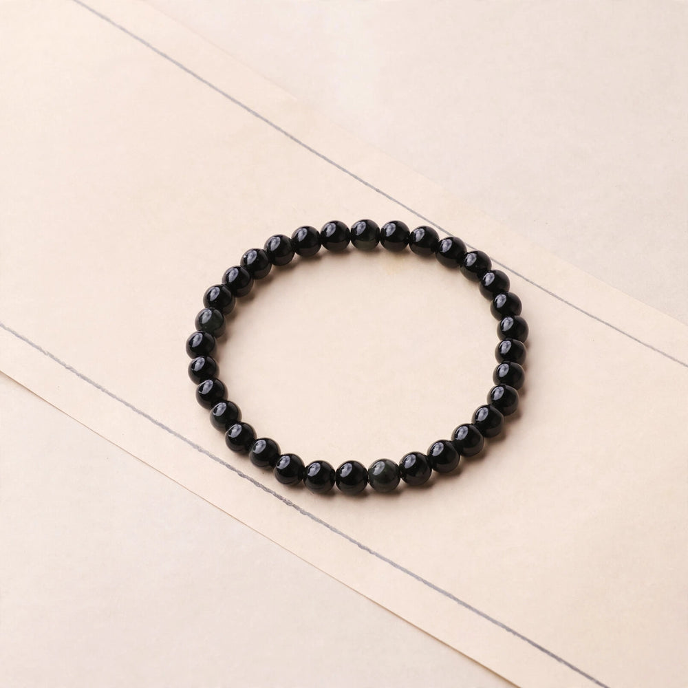 Kalavati Agate Authentic Black Obsidian Beaded Bracelet