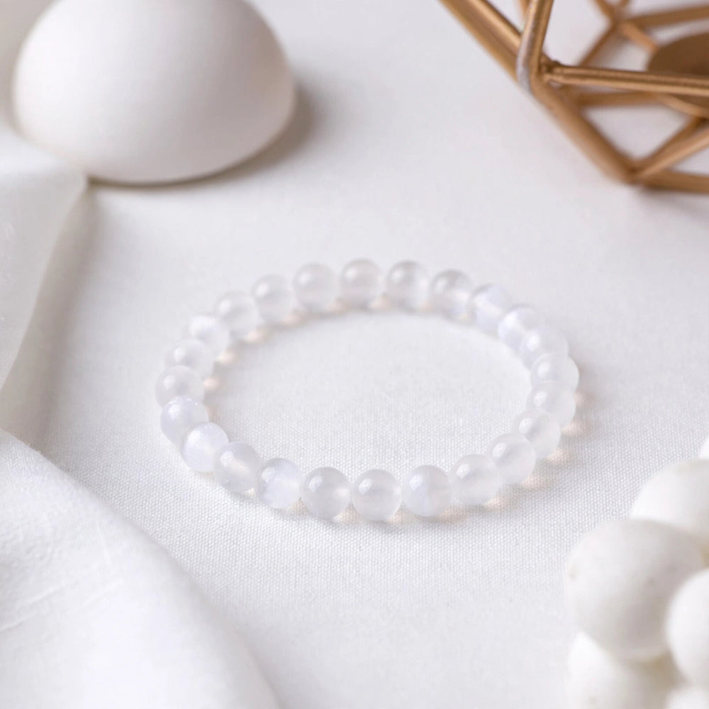 Kalavati Agate Natural Selenite Beaded Bracelet