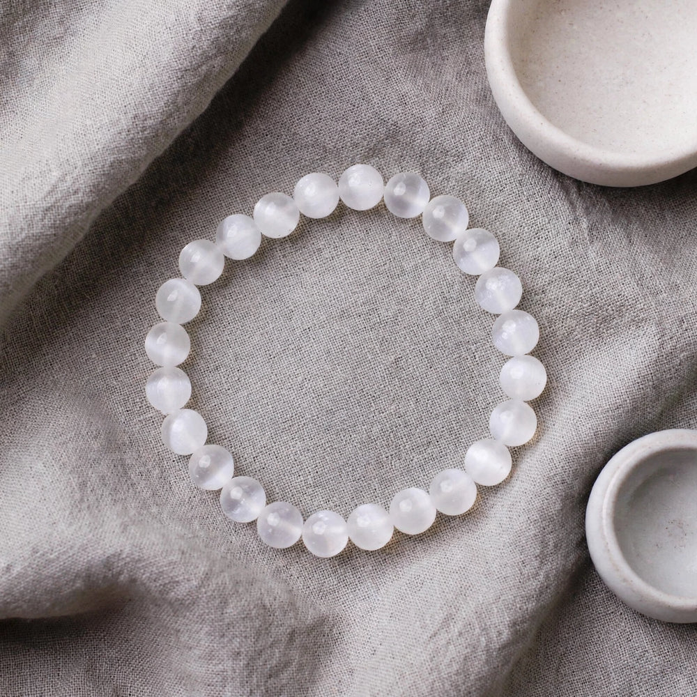 Kalavati Agate Natural Selenite Beaded Bracelet