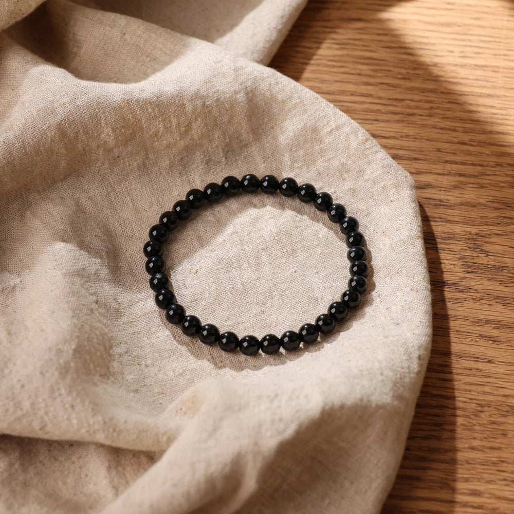 Kalavati Agate Authentic Black Obsidian Beaded Bracelet