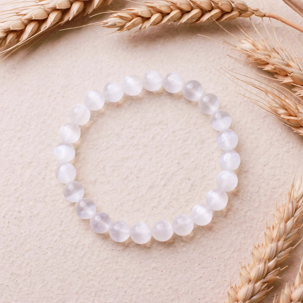 Kalavati Agate Natural Selenite Beaded Bracelet
