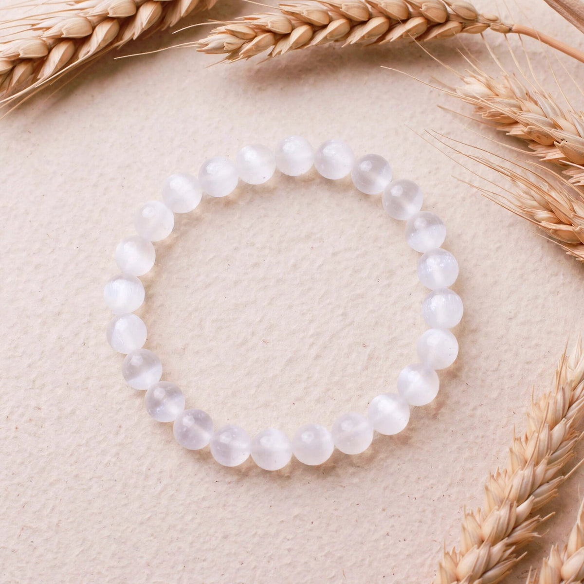 Kalavati Agate Natural Selenite Beaded Bracelet