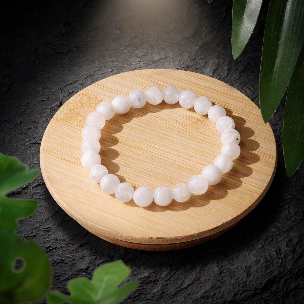 Kalavati Agate White Rainbow Moonstone Bracelet