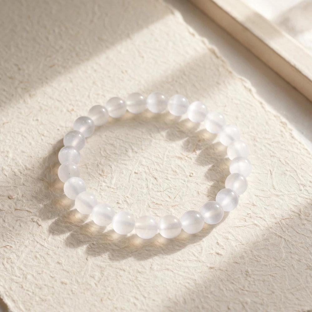 Kalavati Agate Natural Selenite Beaded Bracelet