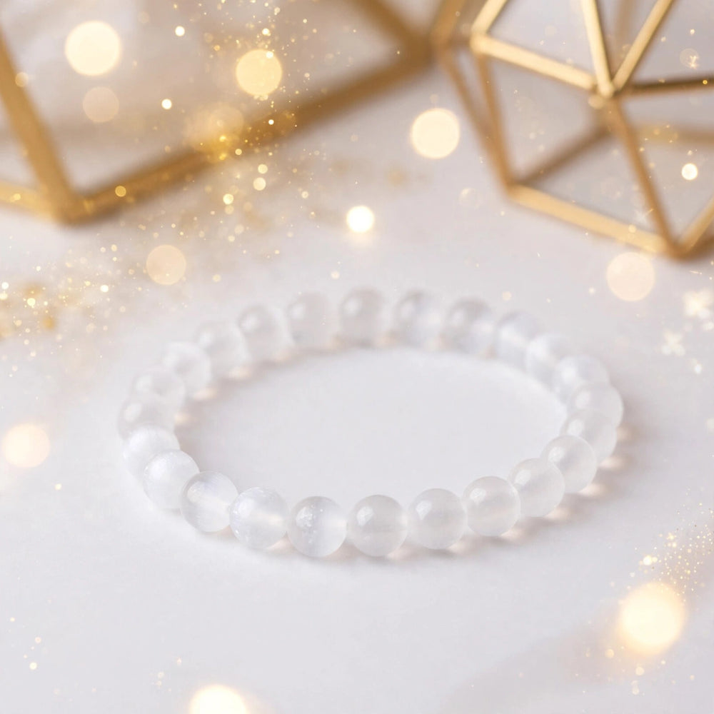 Kalavati Agate Natural Selenite Beaded Bracelet