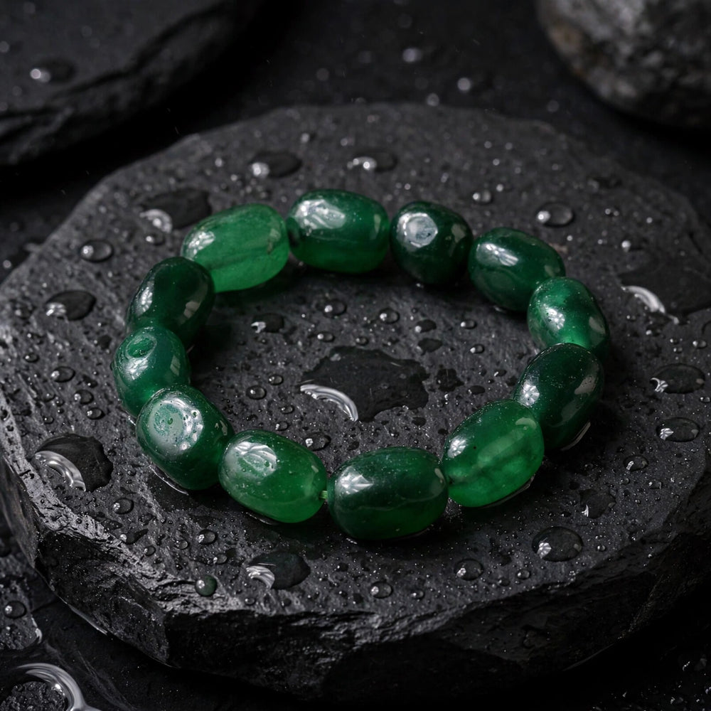 Premium Dark Green Jade Tumble Gemstone Bracelet