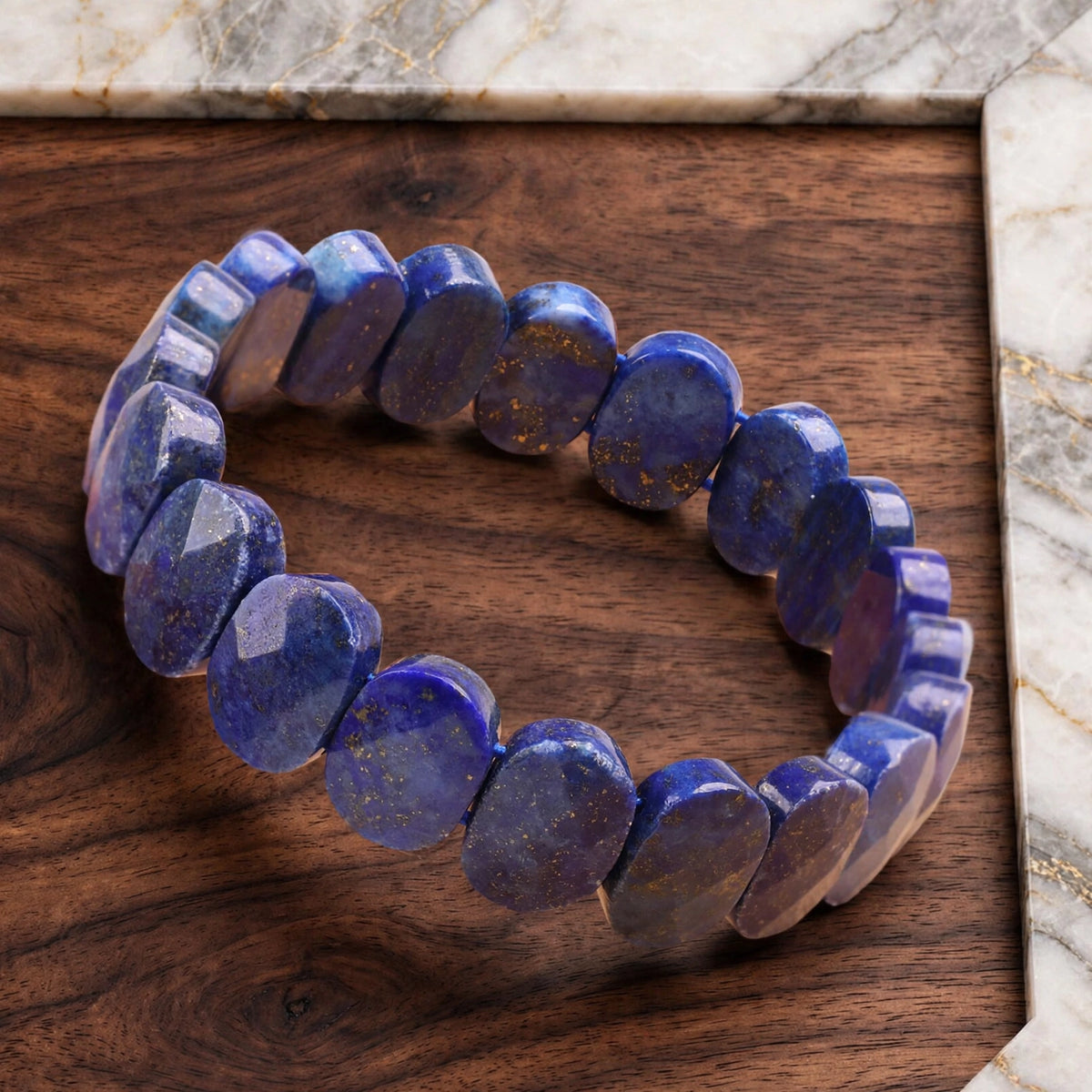Premium Lapis Lazuli Oval Bead Bracelet