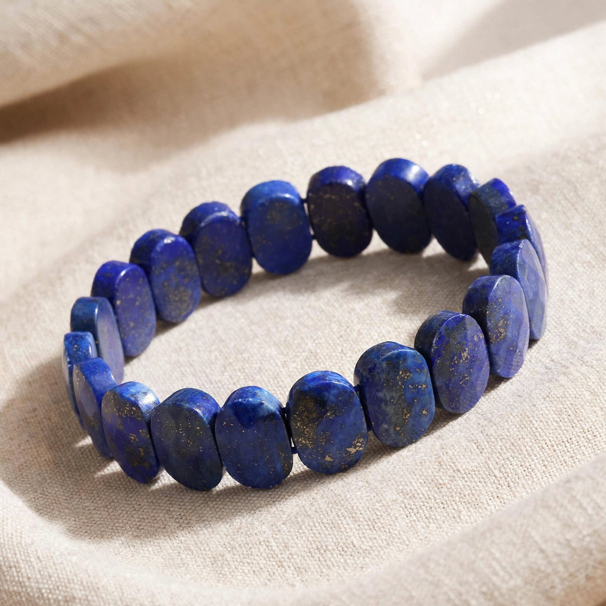 Premium Lapis Lazuli Oval Bead Bracelet