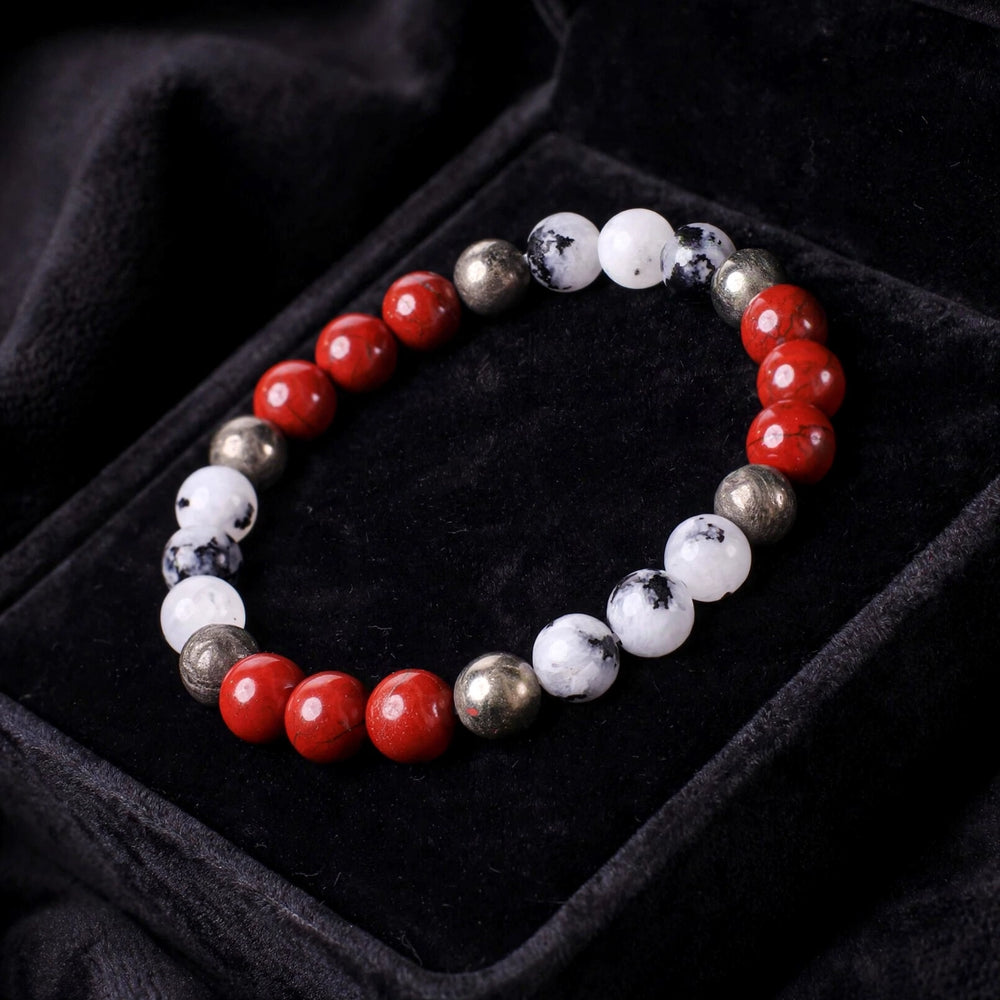 Authentic Red Jasper Pyrite Moonstone Bracelet