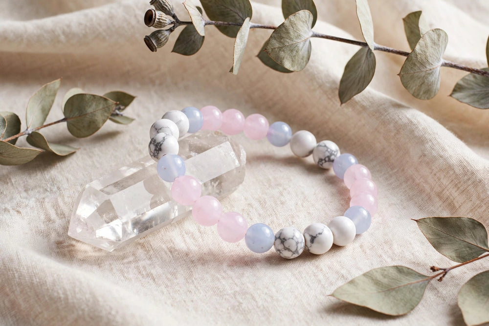 Divine Rose Quartz Howlite Blue Lace Agate Energy Bracelet