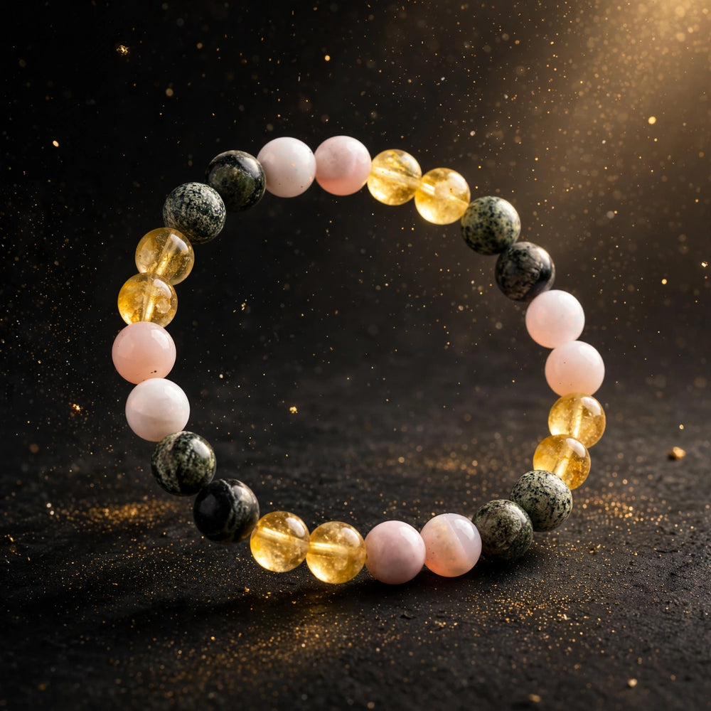 Kalavati Agate Authentic Citrine Pink Opal Beaded Bracelet
