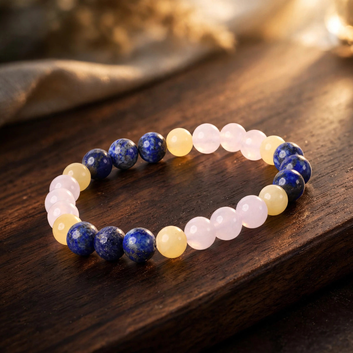 Authentic Lapis Lazuli Rose Quartz Bracelet