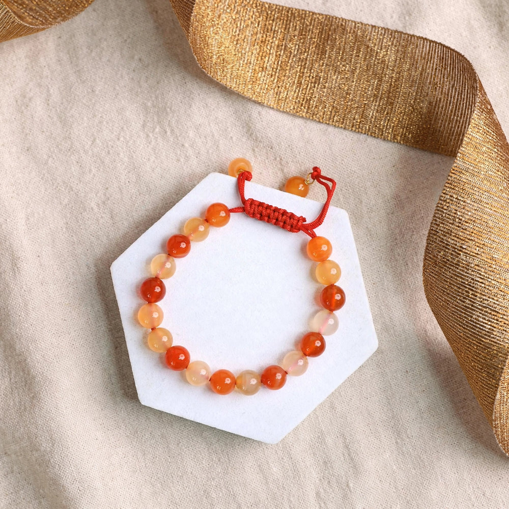 Premium Orange Carnelian Adjustable Gemstone Bracelet