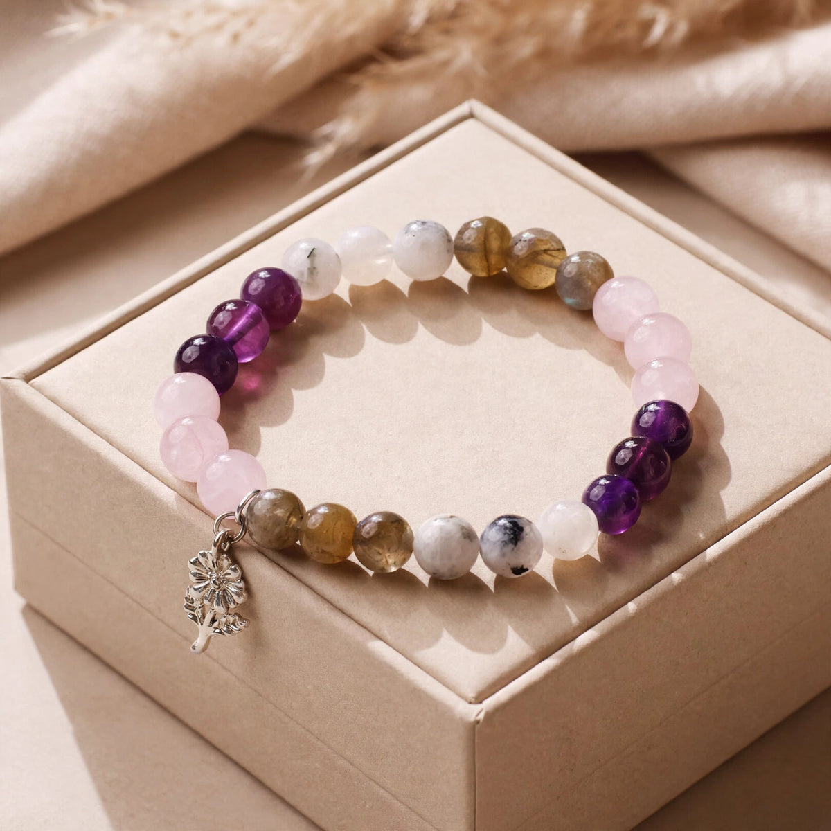 Kalavati Agate Divine Labradorite Moonstone Amethyst Bracelet