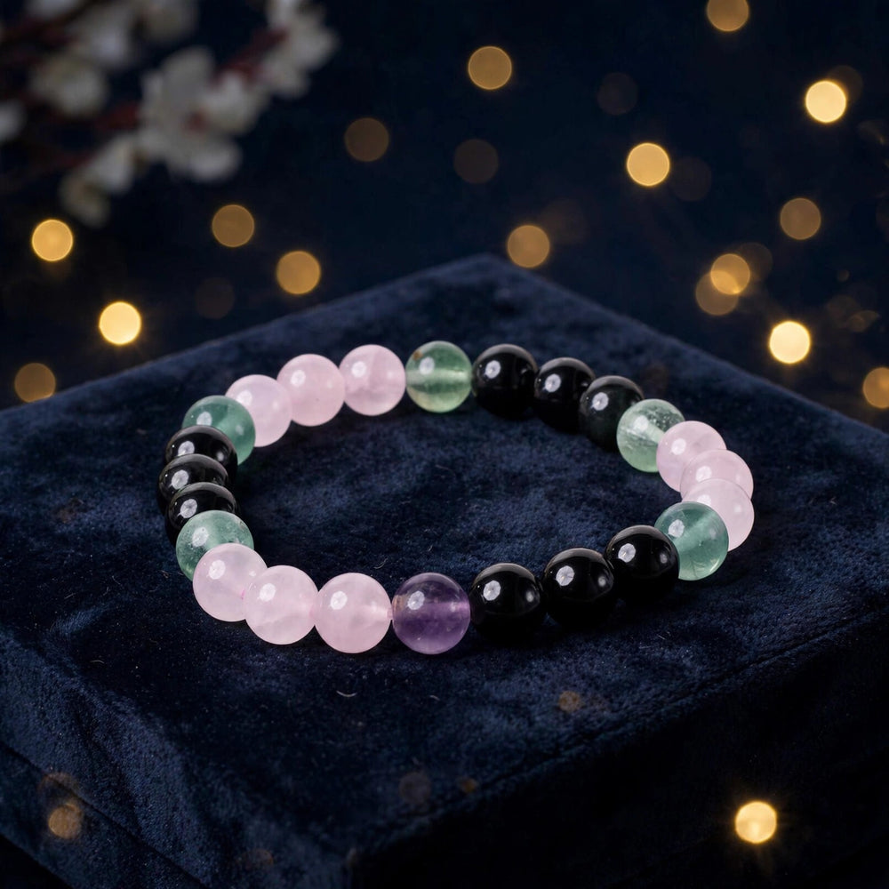 Authentic Pink Green Black Beaded Bracelet