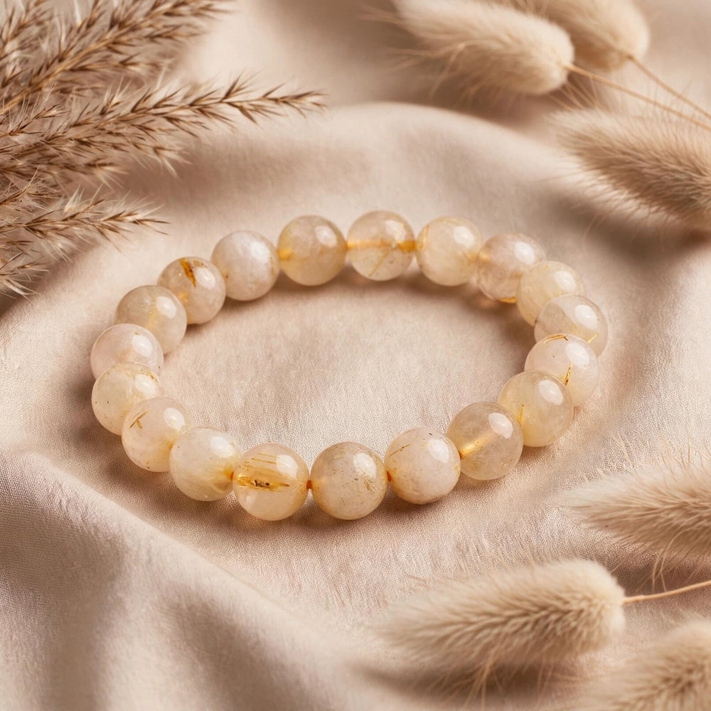 Premium Golden Rutilated Quartz Gemstone Bracelet