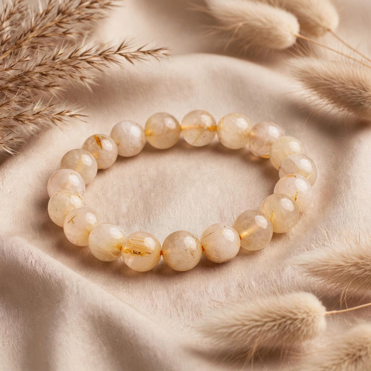 Premium Golden Rutilated Quartz Gemstone Bracelet