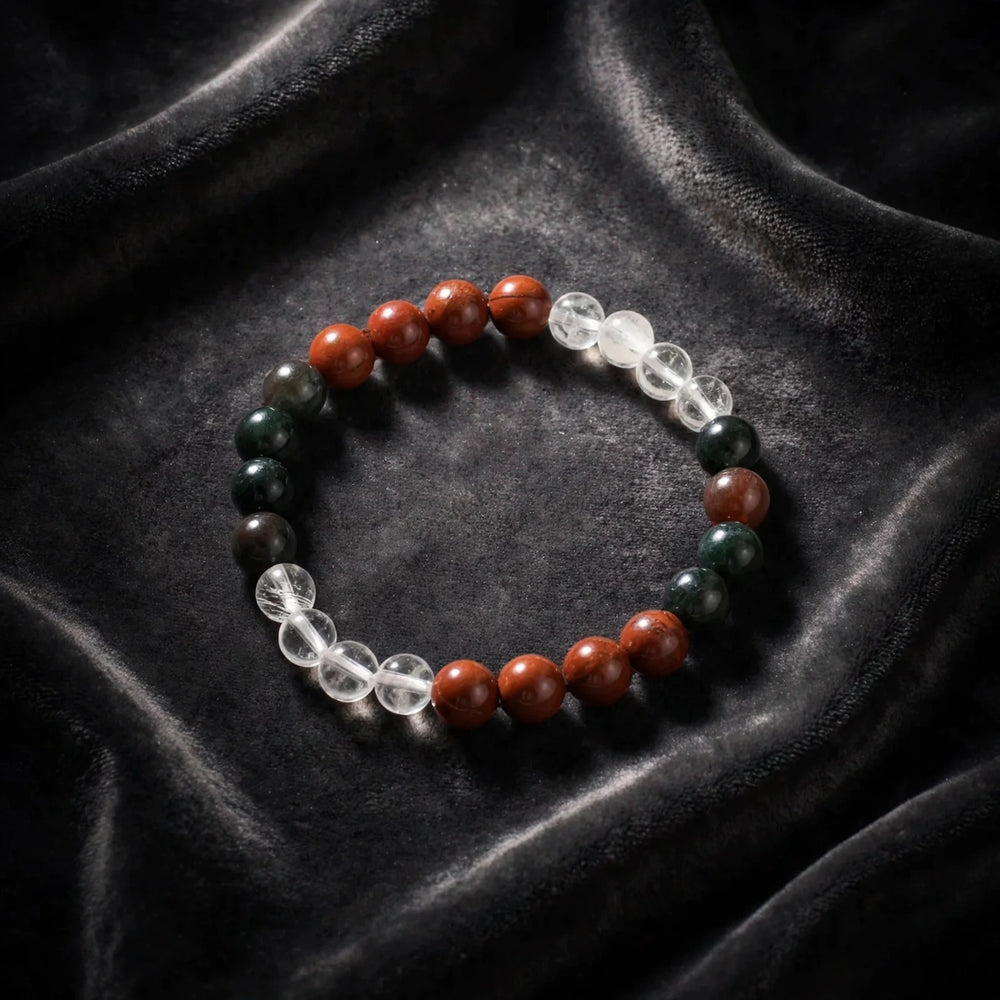 Natural Red Jasper Clear Quartz Crystal Bracelet