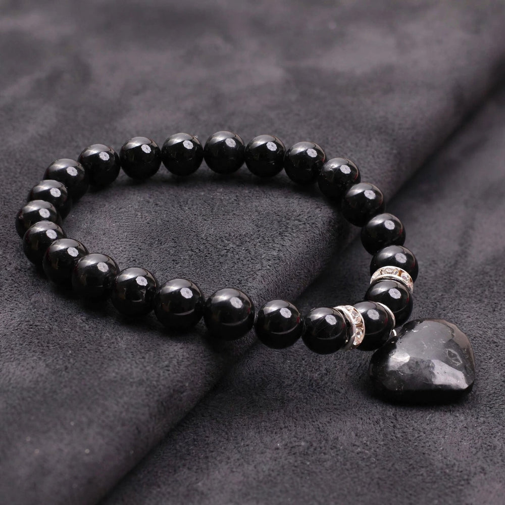 Premium Black Tourmaline Mini Heart Gemstone Bracelet