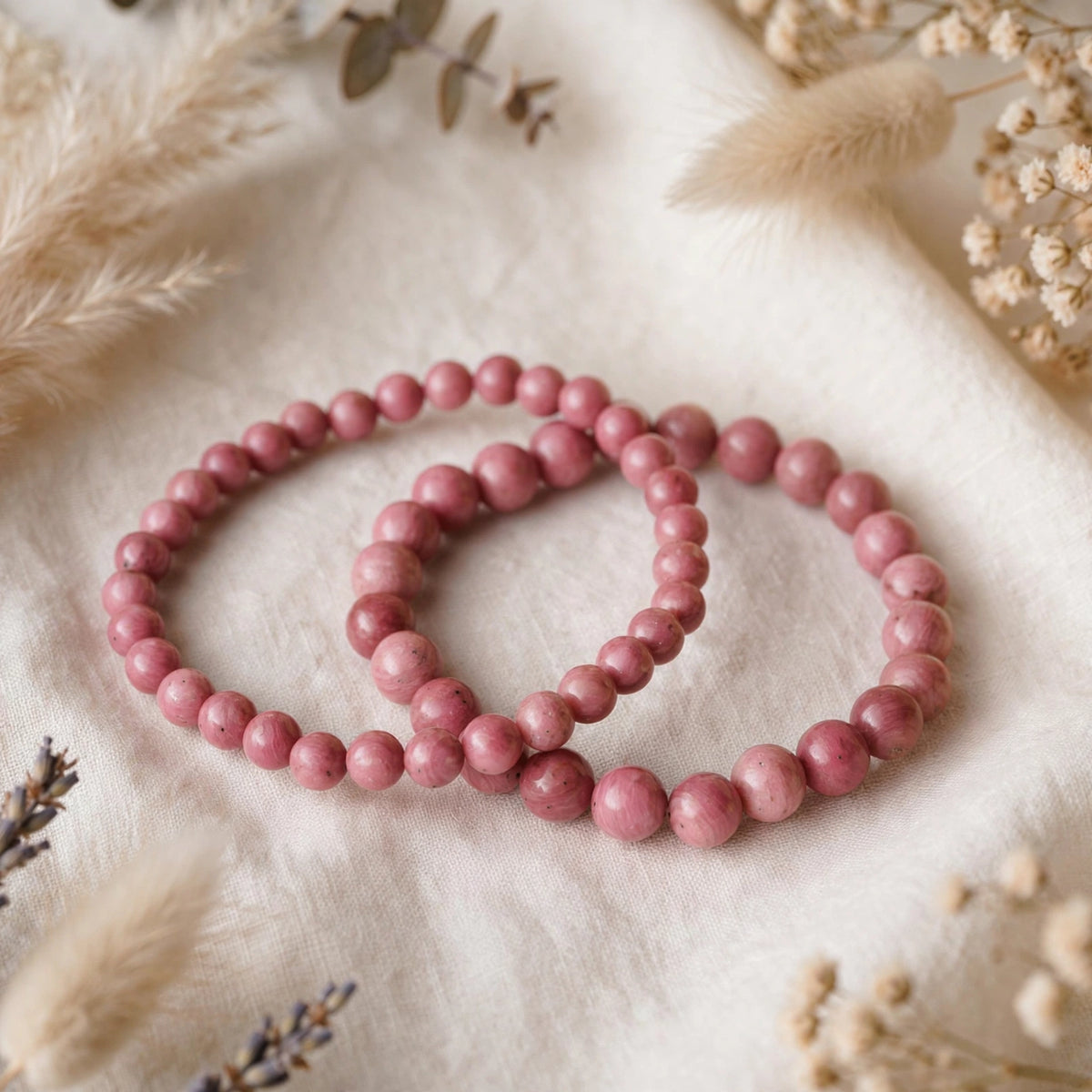Kalavati Agate Authentic Rhodochrosite Beaded Bracelet