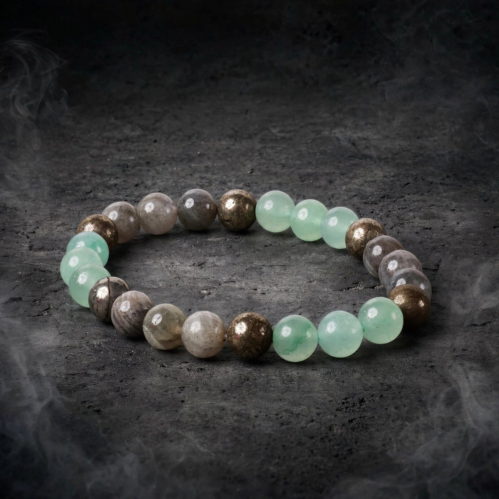 Authentic Green Aventurine Labradorite Pyrite Bracelet