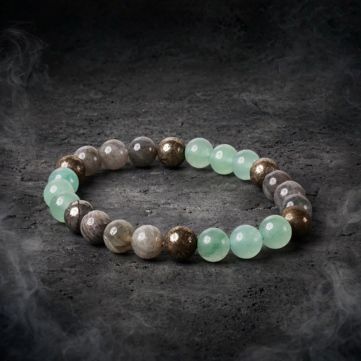 Authentic Green Aventurine Labradorite Pyrite Bracelet