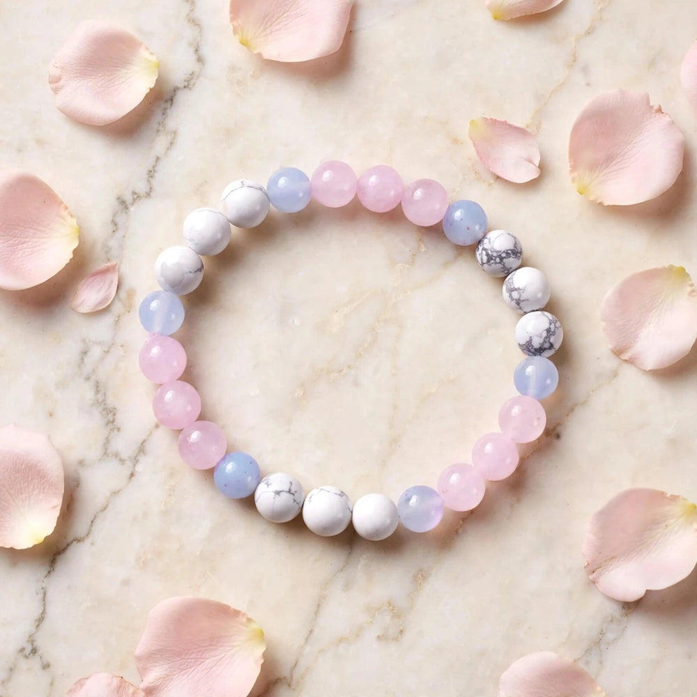 Divine Rose Quartz Howlite Blue Lace Agate Energy Bracelet