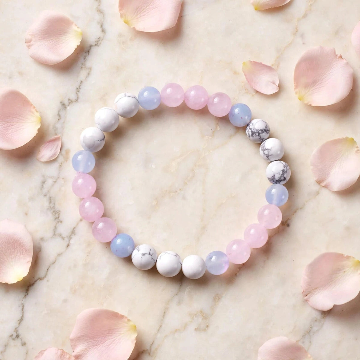 Divine Rose Quartz Howlite Blue Lace Agate Energy Bracelet