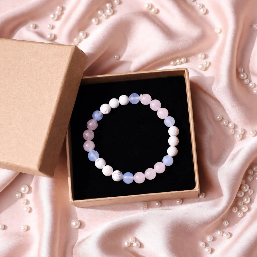 Divine Rose Quartz Howlite Blue Lace Agate Energy Bracelet