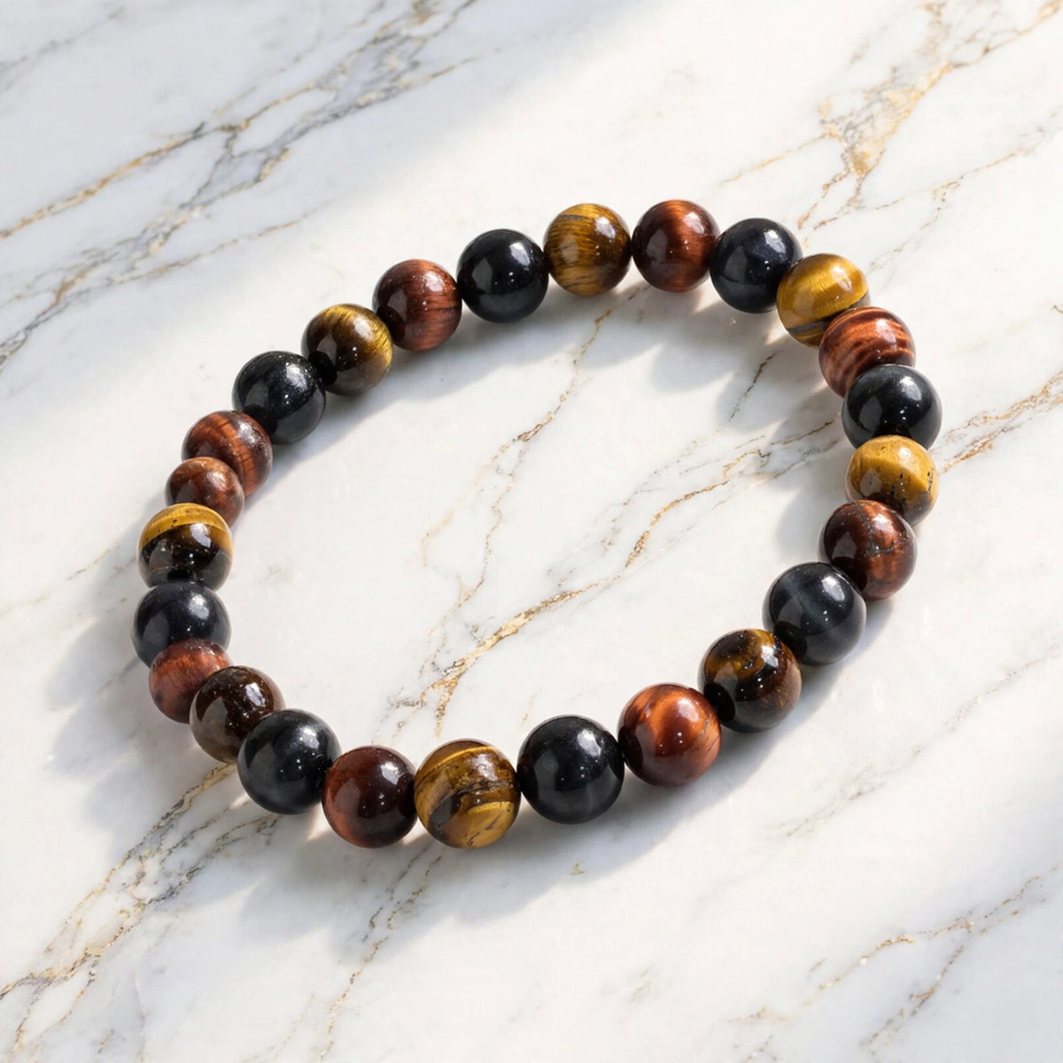 Kalavati Agate Authentic Black Obsidian Tiger Eye Bracelet